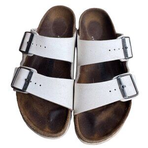 Birkenstock Arizona White Double-Strap Sandals EU 38 US W 7/ M 5 Cork Footbed